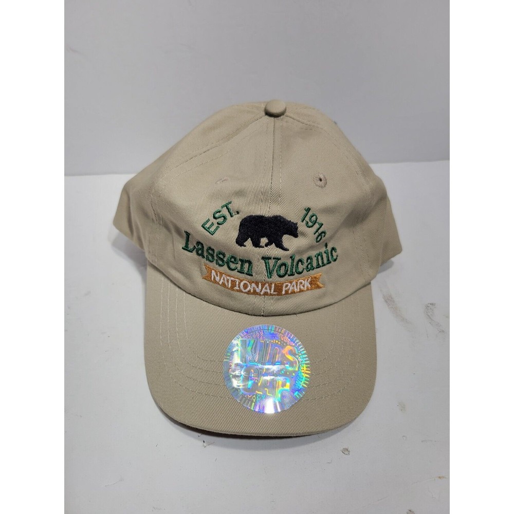 Lassen Volcanic National Park Baseball Cap One Size Khaki Loop Back Embroidered